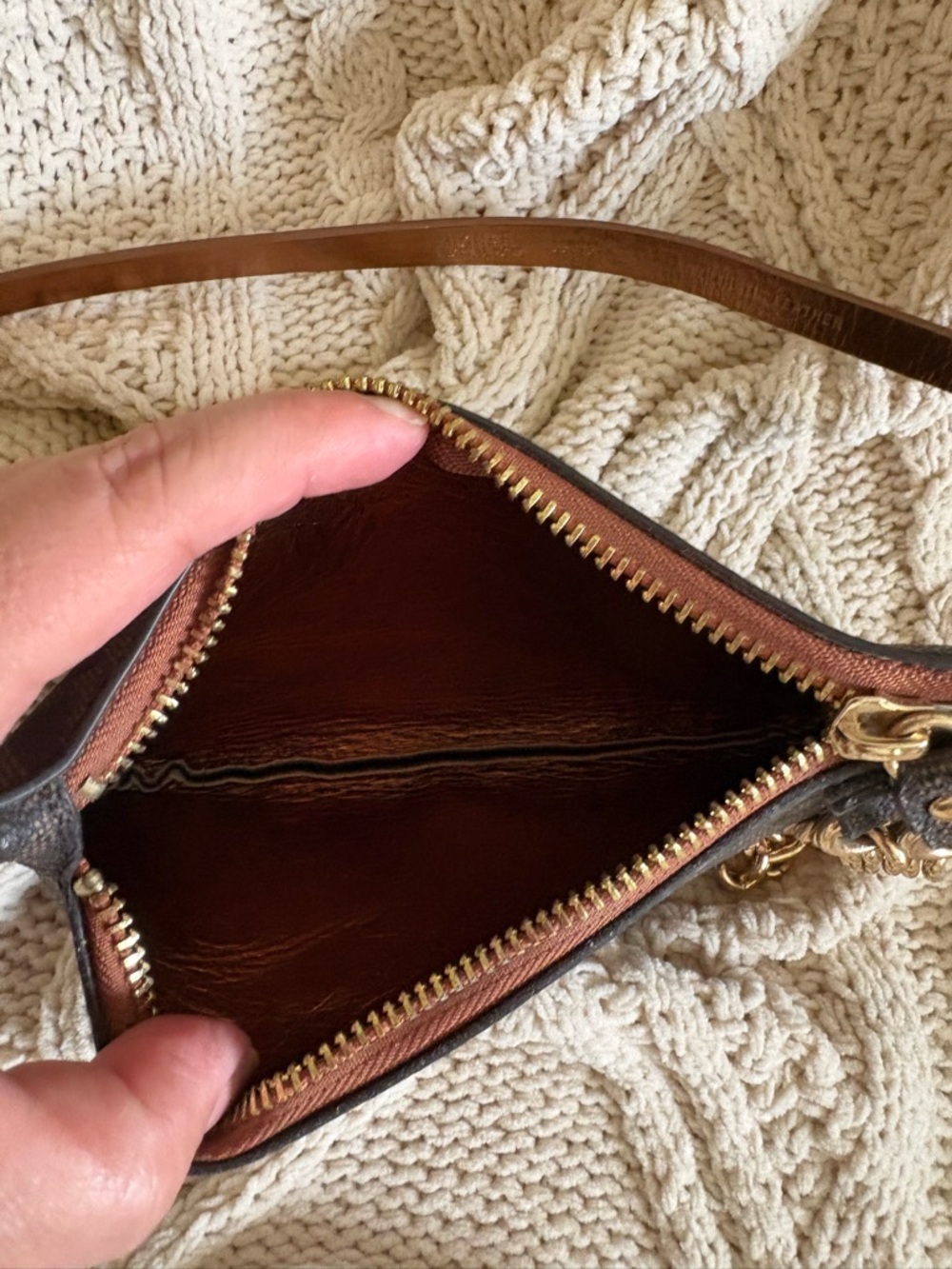 Michael Kors Dark Brown MK Logo Chain Crossbody - Picture 3 of 5